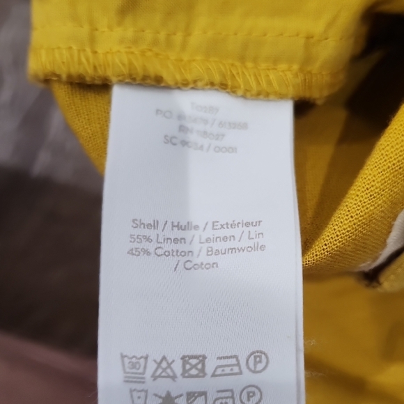 Boden Ochre Mustard Yellow Paperbag Waist Linen Blend Chinos Boho Preppy Indie 6 - Picture 9 of 9